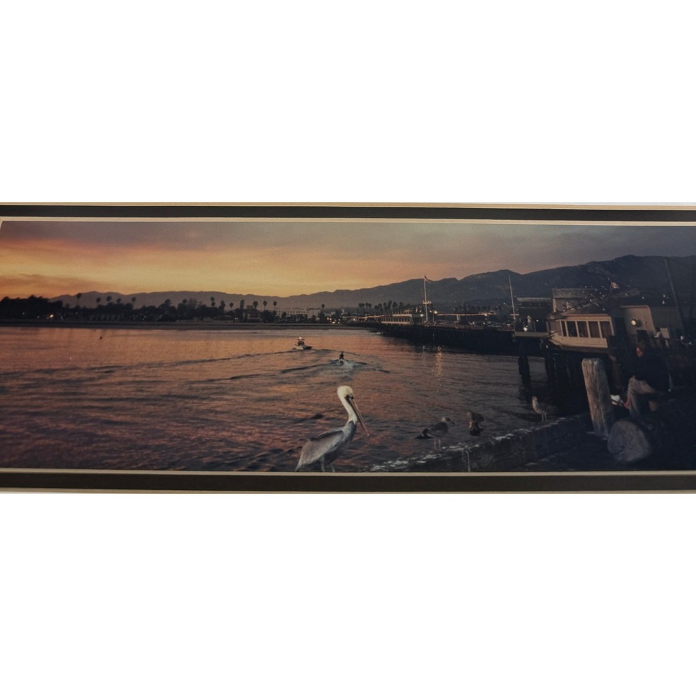 Santa Barbara Harbor‎ Sunset Pelican Panoramic Coastal Photography Wall Art